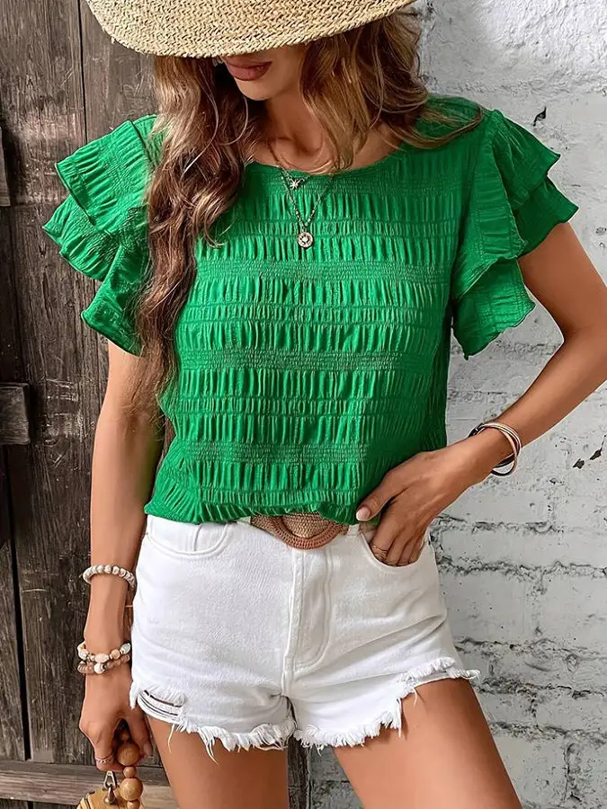 Ruffle Sleeve Casual Top