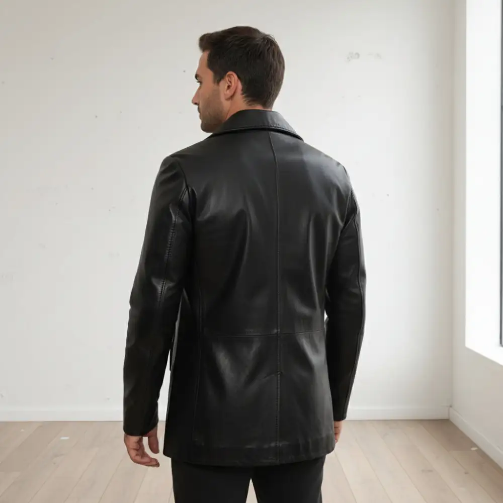 Leather Biker Double Breasted Lapel Collar Jacket