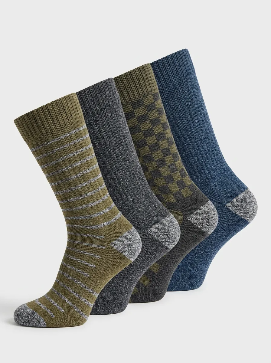 Striped Four-Pair Casual Socks