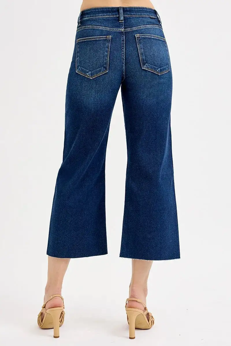 Clean Line Denim High Rise Wide Leg Pocketed Jeans
