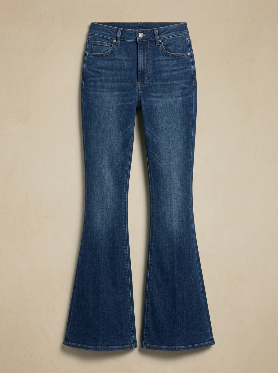 Effortless Faded Finish High Rise Flare Jeans
