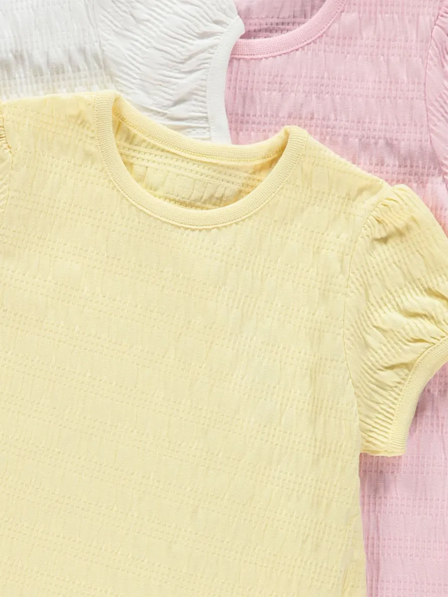 Pastel Shirred T Shirts 3 Pack