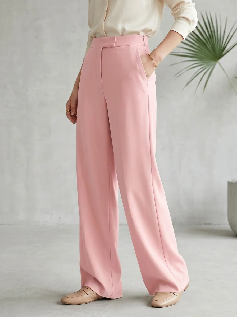 Minimal Draped Women's Wide-Leg Trousers