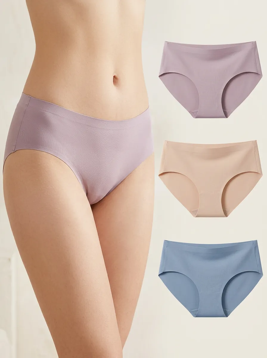 Women's Soft Style Seamless Solid Color Three-Pack Panties