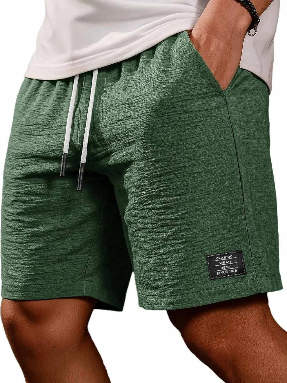 Linen Blend Pleated Shorts