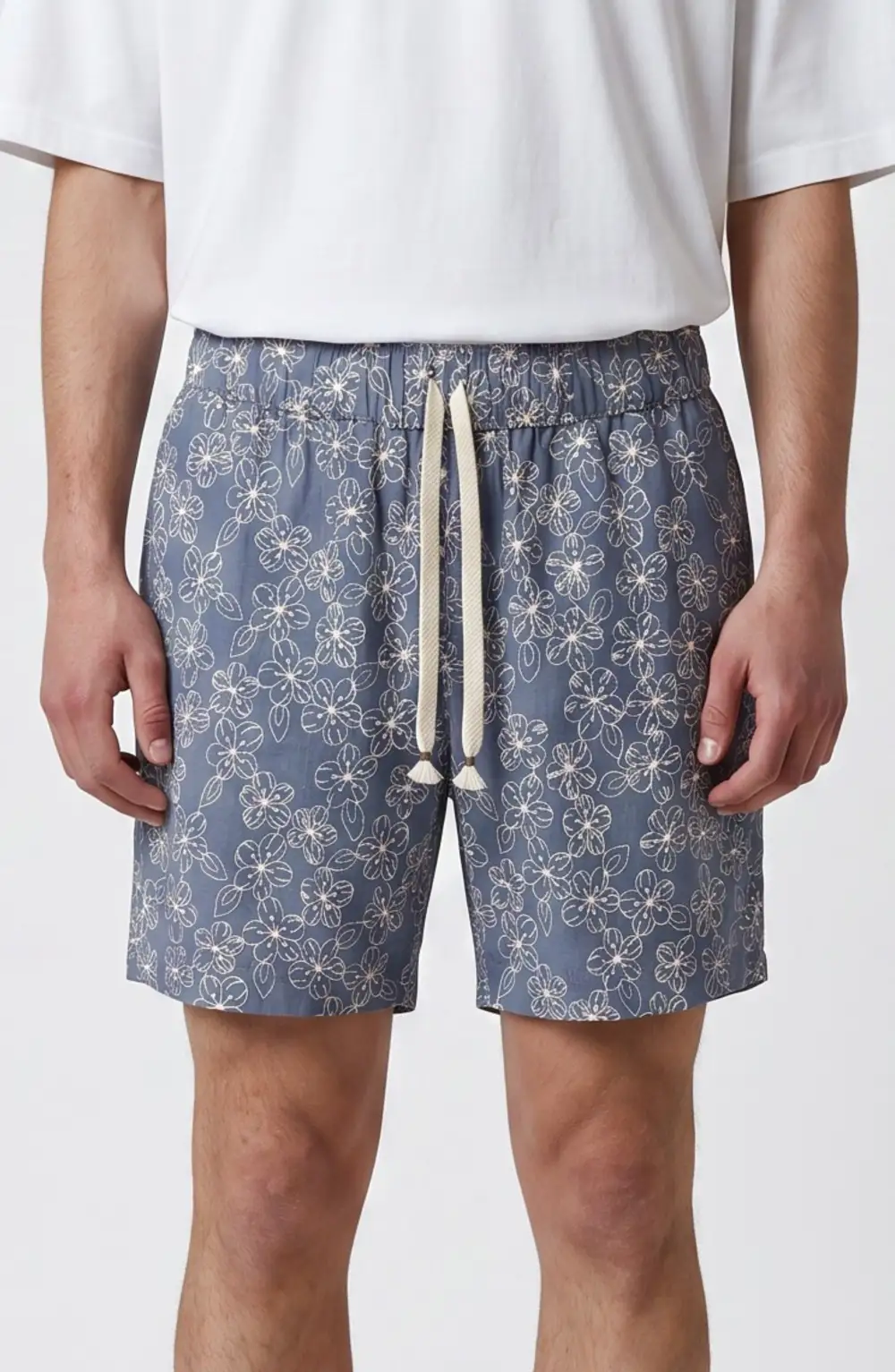 Men's Embroidered Woven Drawcord Shorts