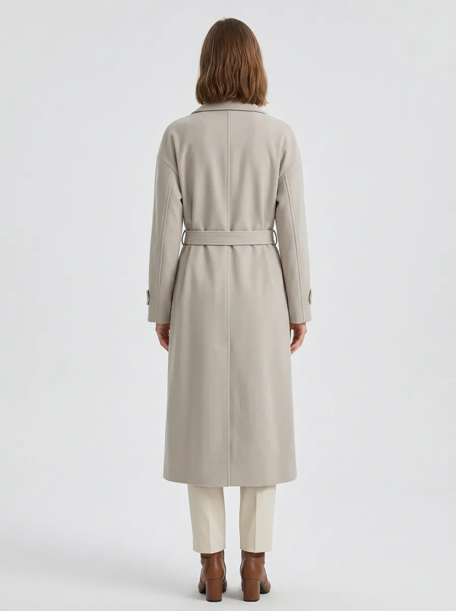 Women's Relaxed Belted Minimalist Long Trench Coat