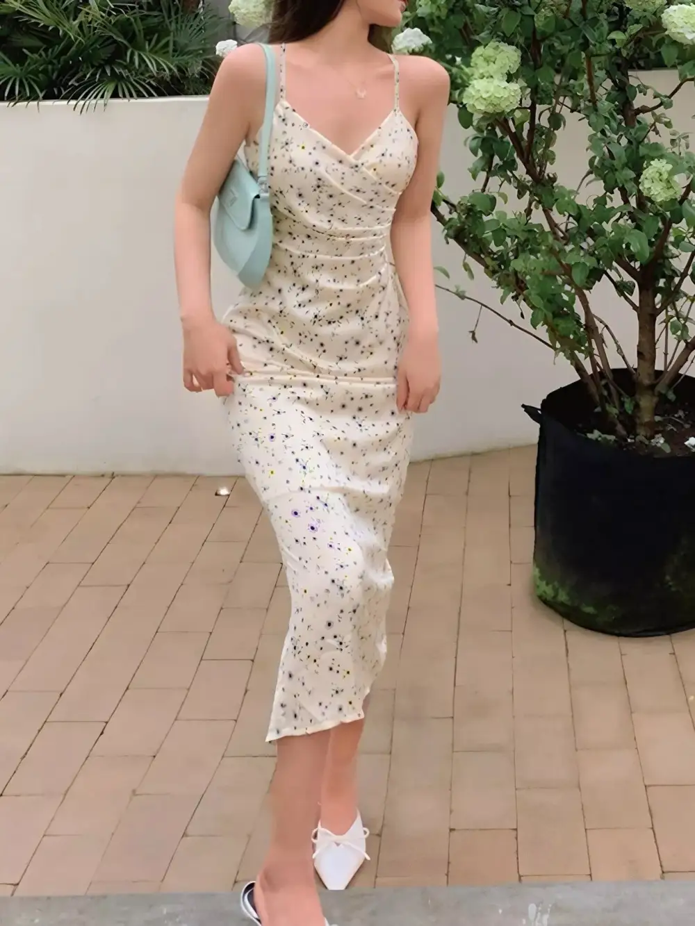 Print Spaghetti Strap Midi Dress