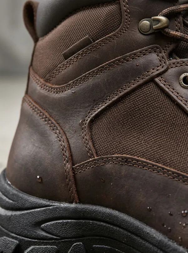 Men's Waterproof Brown Leather Tactical Work Boots