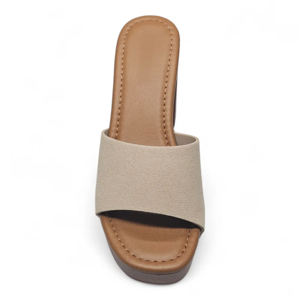 Boho Lightweight Studded Wooden Heel Mule