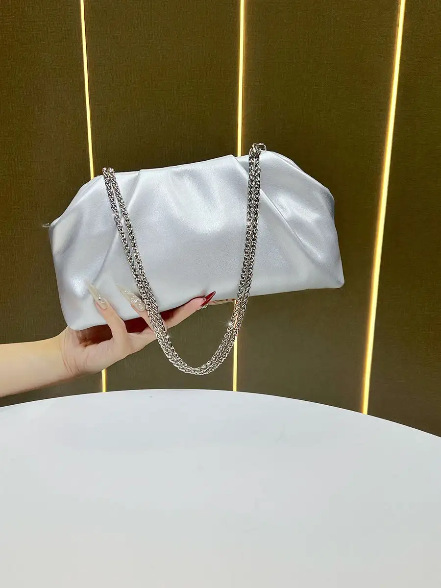 Pleated Chain Evening Clutch
