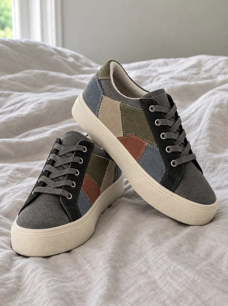 Men's Refined Casual Fashion Patchwork Colorblock Patterned Canvas Shoes