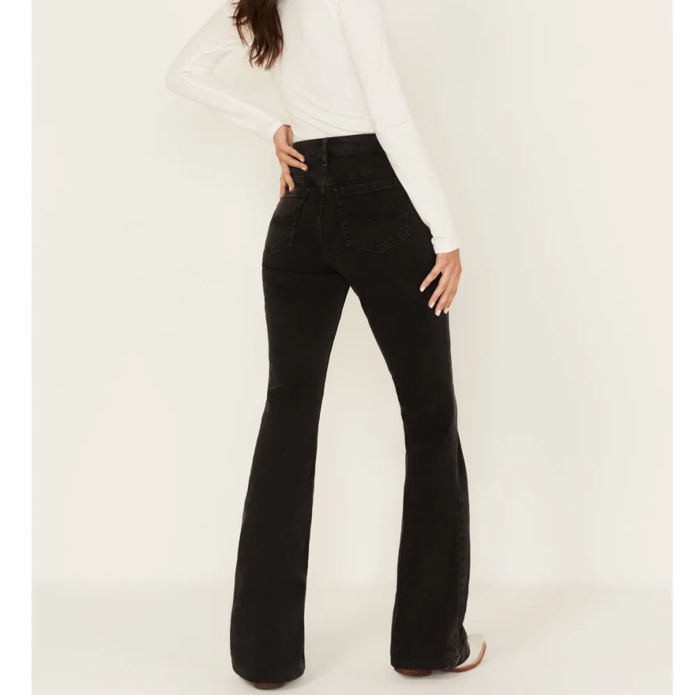 Mid Rise Flare Embroidered Jeans