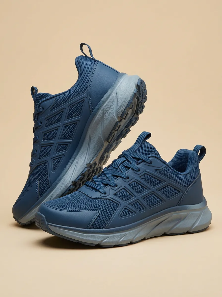 Unisex Mesh Grid Pattern Printed Running Sneakers