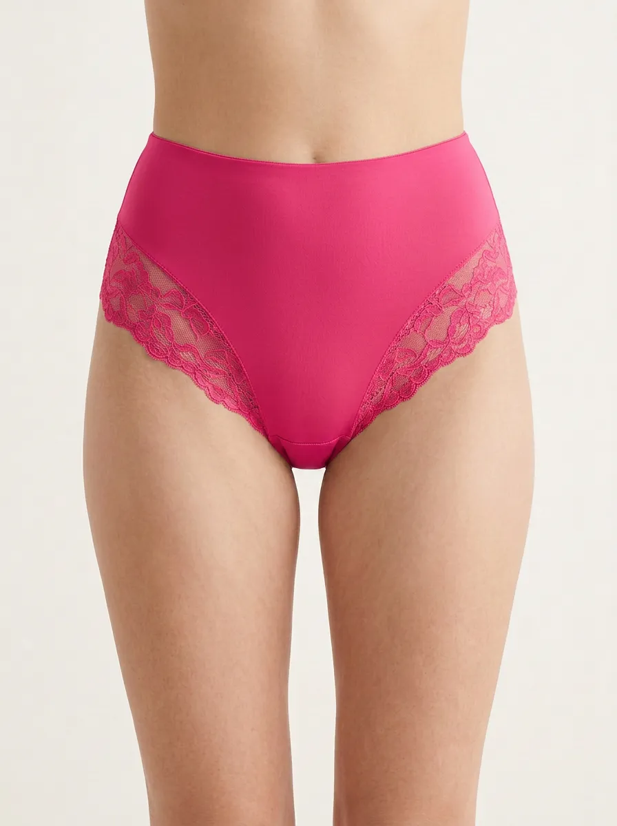 Understated High-Waisted Floral-Lace Lace-Trimmed Panties