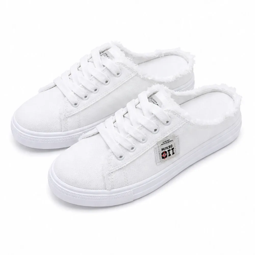 Frayed Denim Slip On Sneakers
