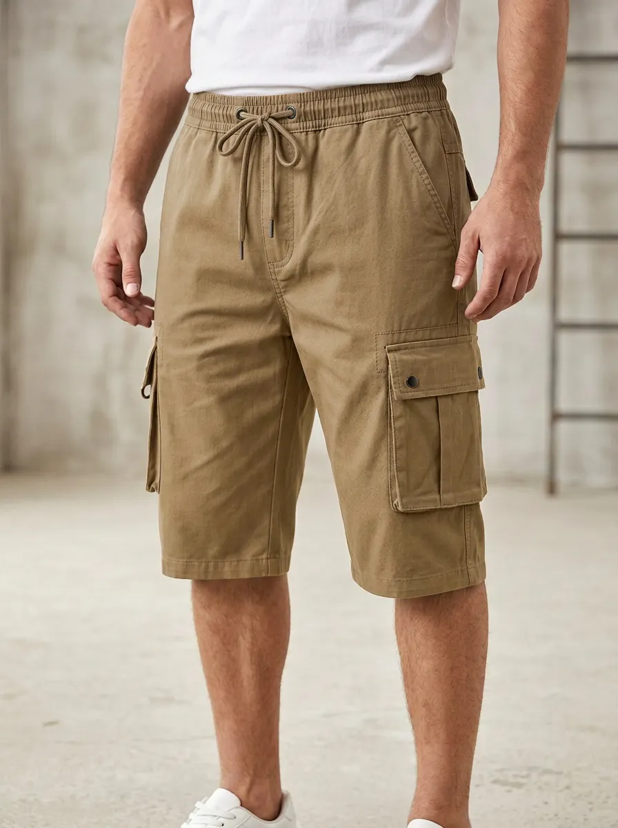 Contemporary Pocketed Drawstring Utility Cargo Shorts
