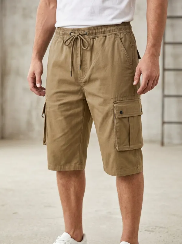 Contemporary Pocketed Drawstring Utility Cargo Shorts