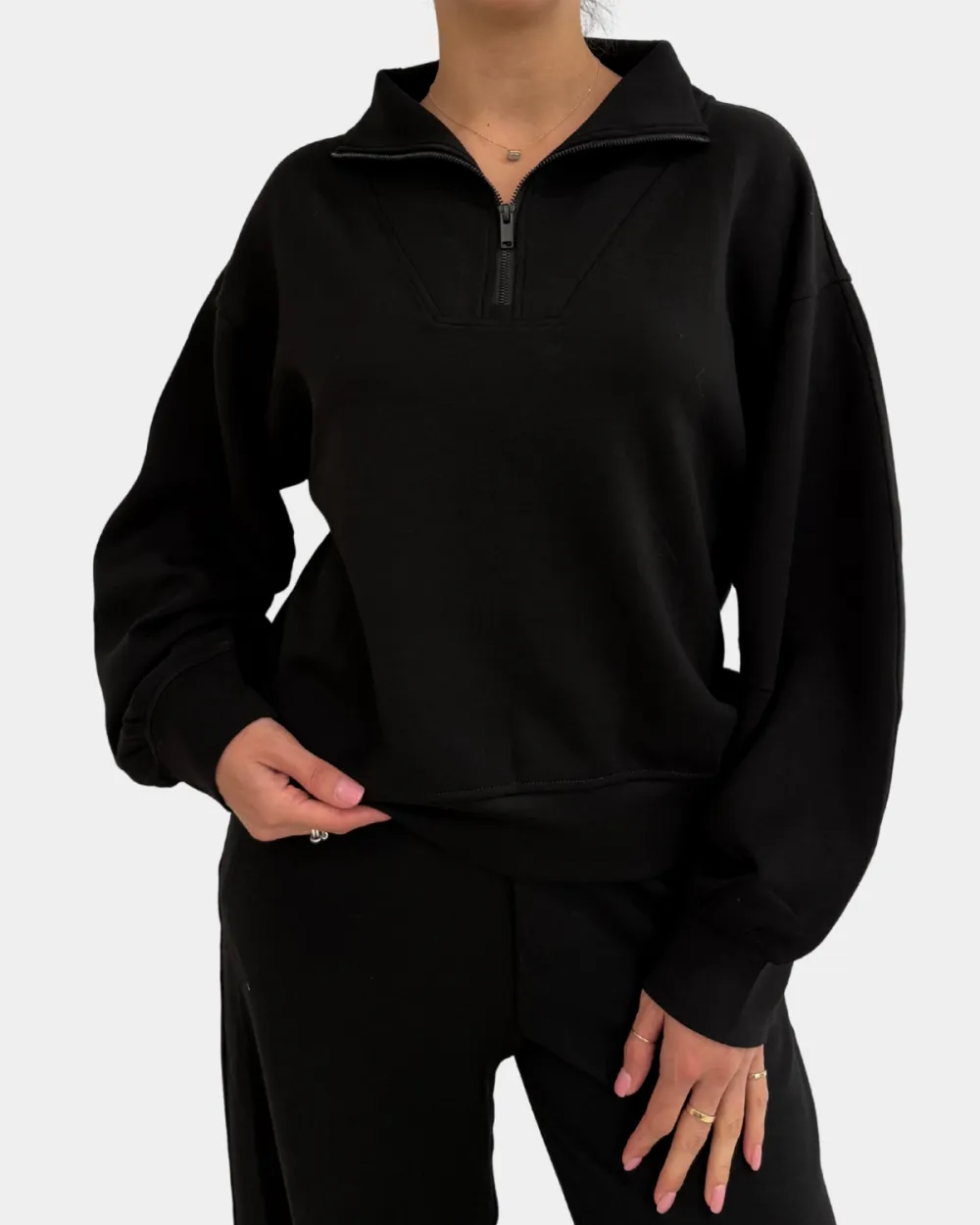 Relaxed Modal Quarter Zip Pullover Sets