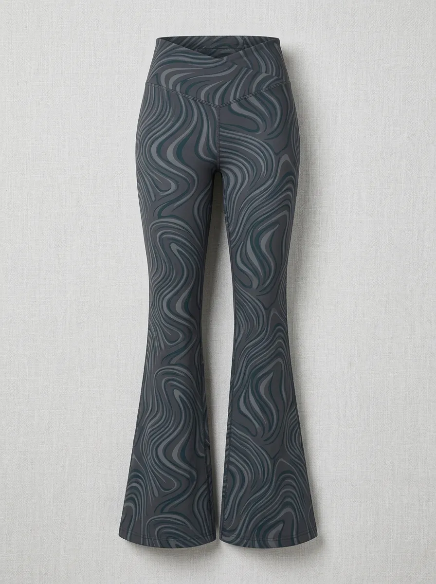 Women's Yoga Fitness Abstract Swirl Printed Flare Leggings