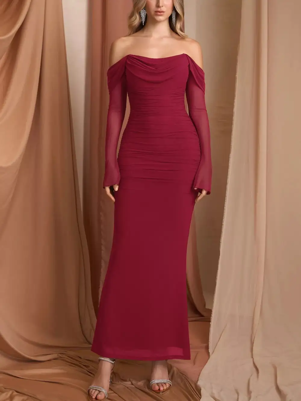Relaxed Shape Ruched Maxi Dress