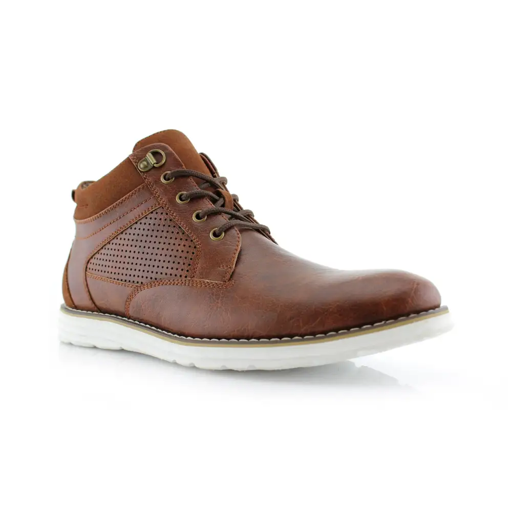 Structured Faux-Suede Suede Faux-Leather Chukka Boots