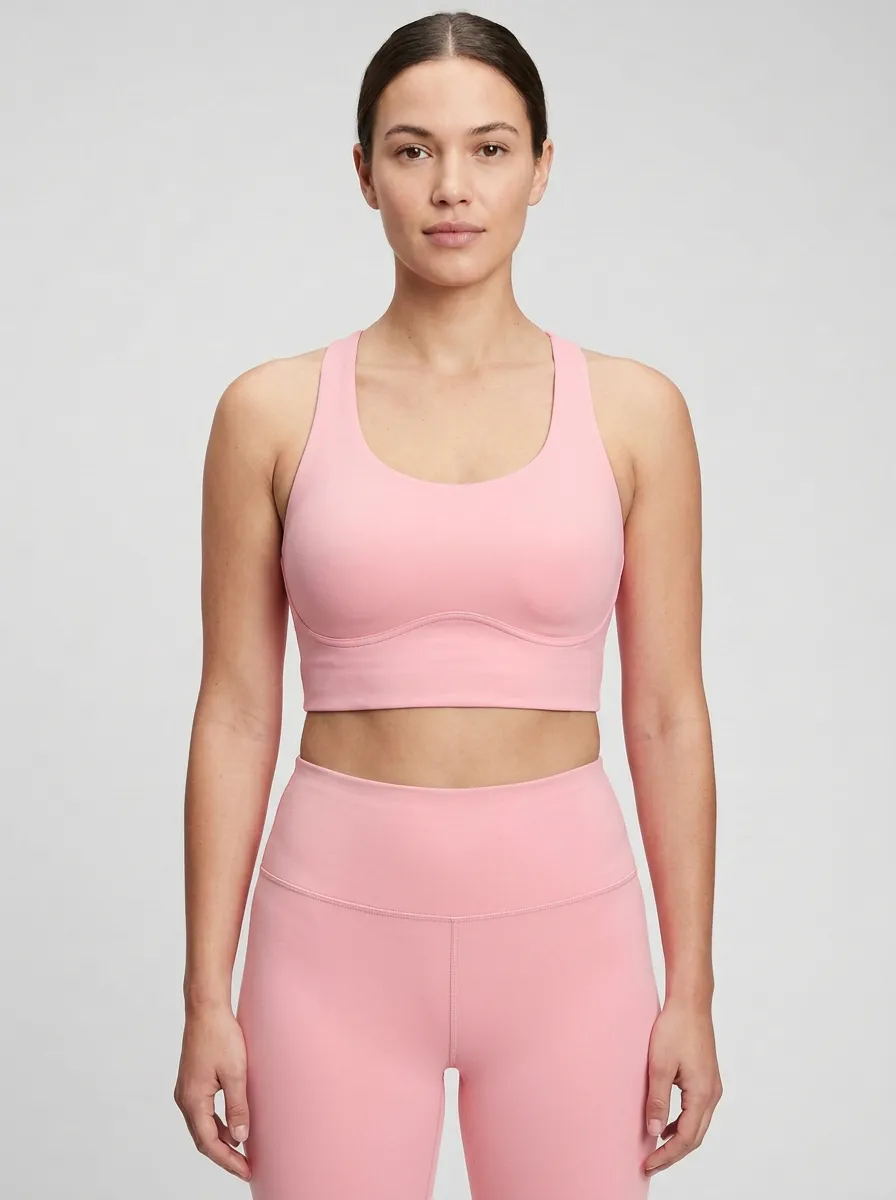 Women's Scoop-Neck Racerback Underbust-Seam Seam-Free-Front Sports Bra