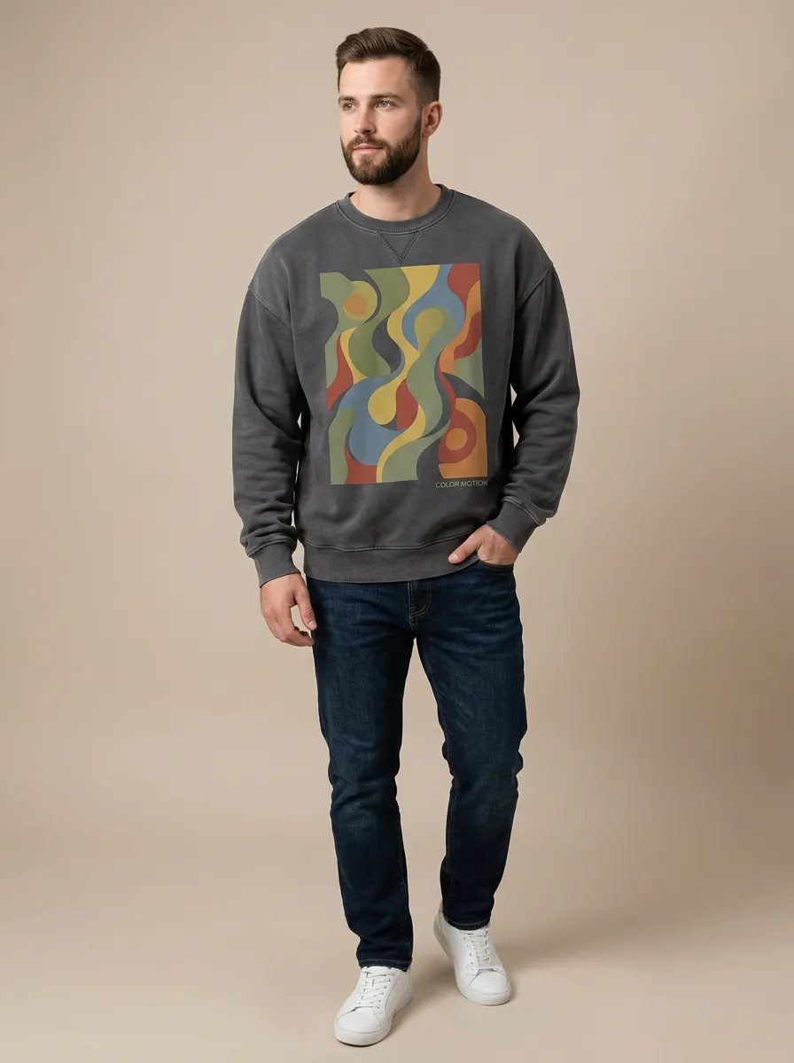 Men's Abstract Art Color Motion Printed Sweatshirt Everyday Design