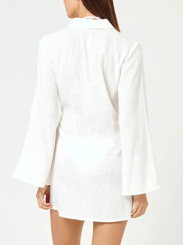 Tied Long-Sleeve Cover-Up Dress