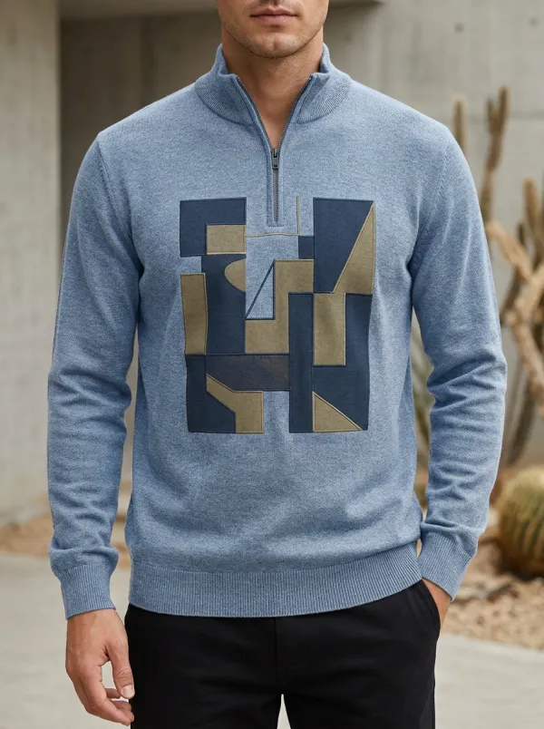 Graphic Half-Zip Geometric Abstract Men's Half-Zip Sweatshirt