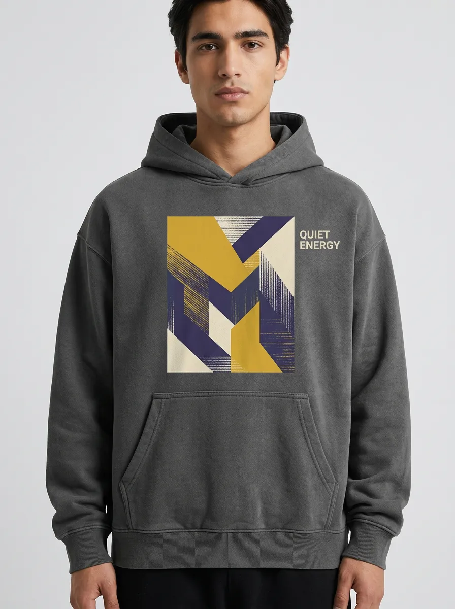 Men's Geometric Graphic Ribbed Pocket Hoodie
