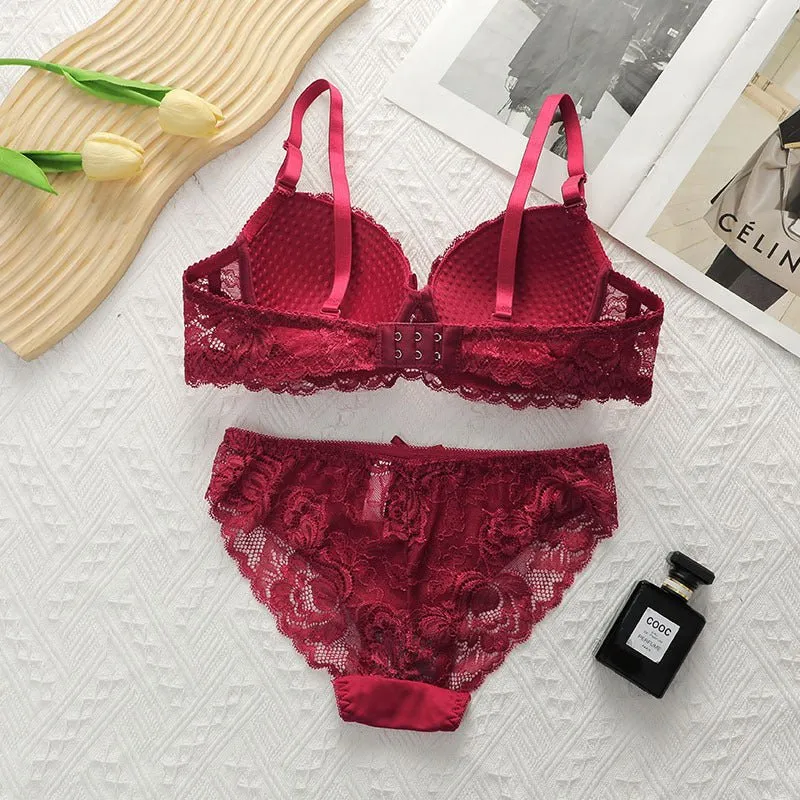 Adjustable Lace Underwire Bra And Panty Set