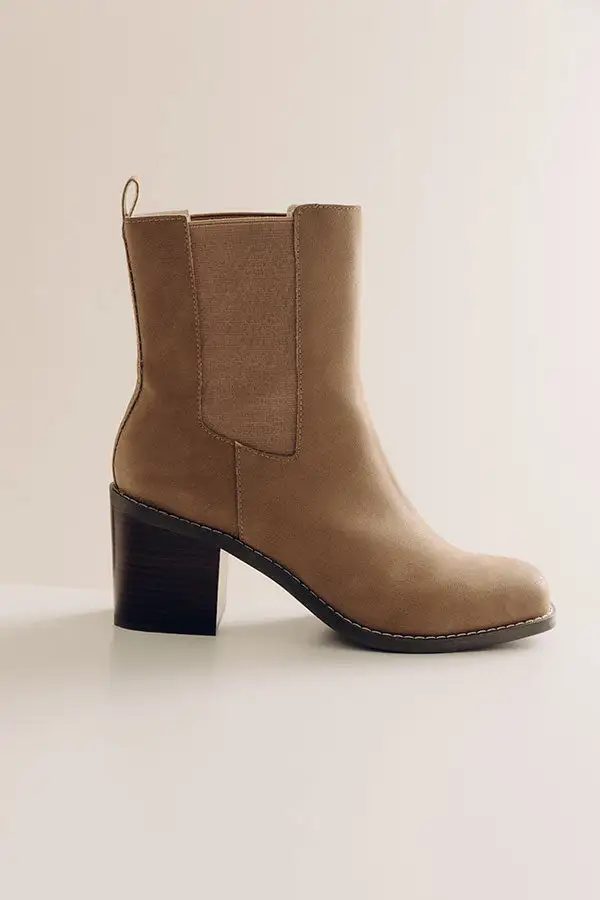 Faux Nubuck High Heel Ankle Boots
