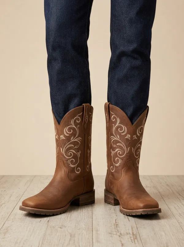 Women's Western Cowgirl Floral Embroidered Western Boots