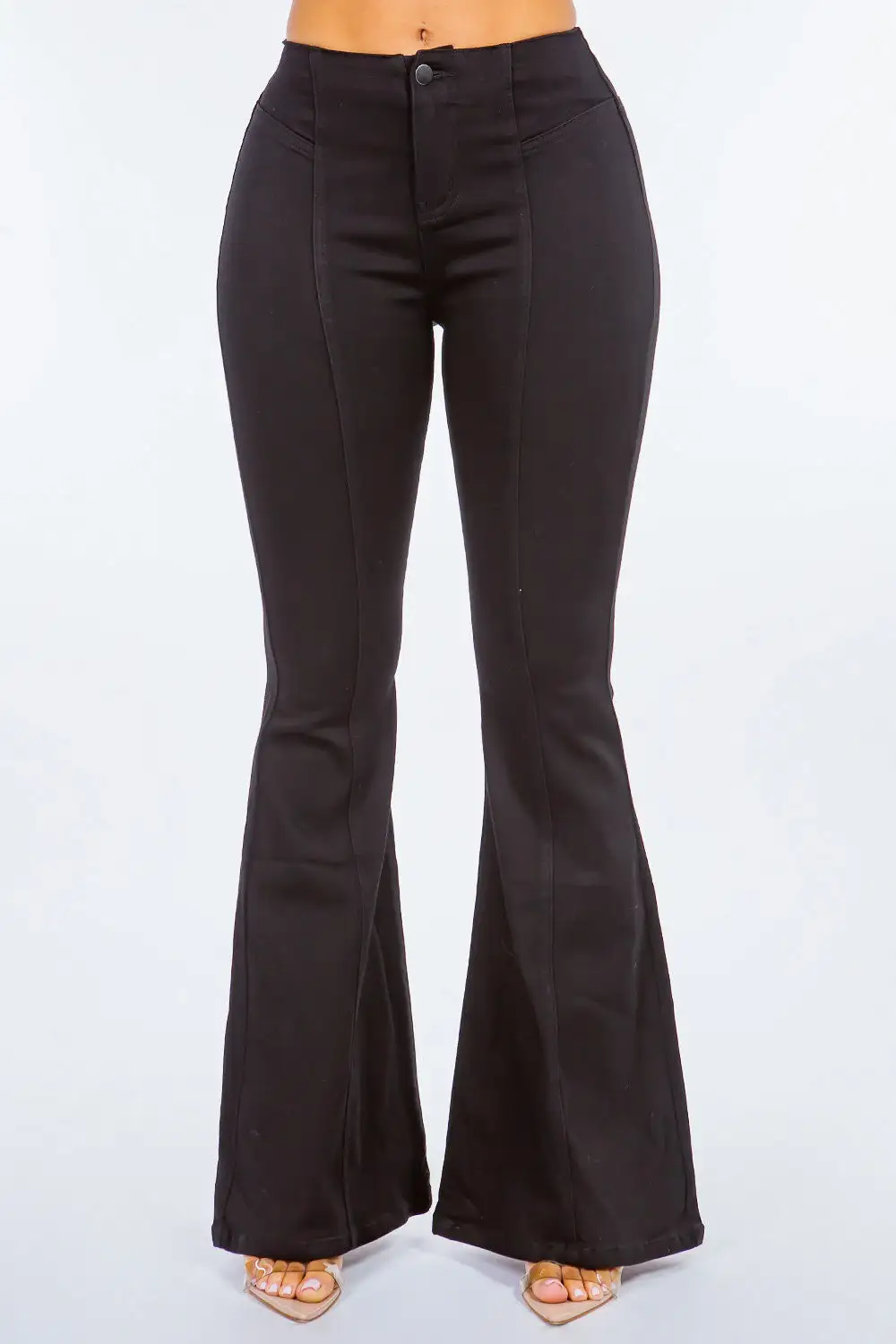 Bazi High Waist Pull On Flared Denim Jeans