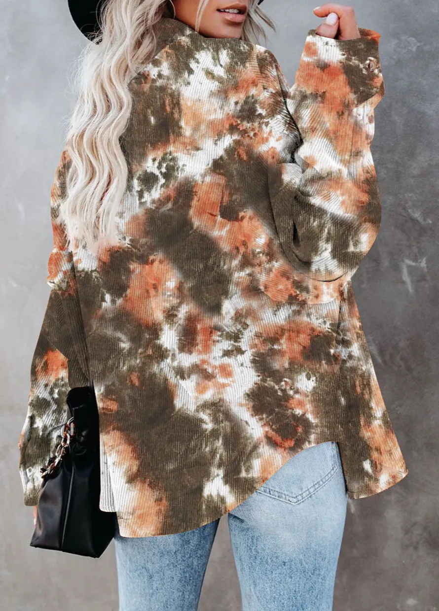 Tie Dyed Loose Corduroy Shirt