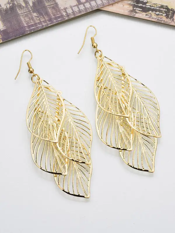 Polished Leaf Accent Earrings