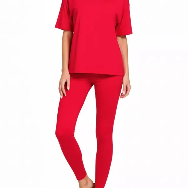 Classic Brushed Dty Microfiber Short Sleeve Top and Pants Loungewear Set