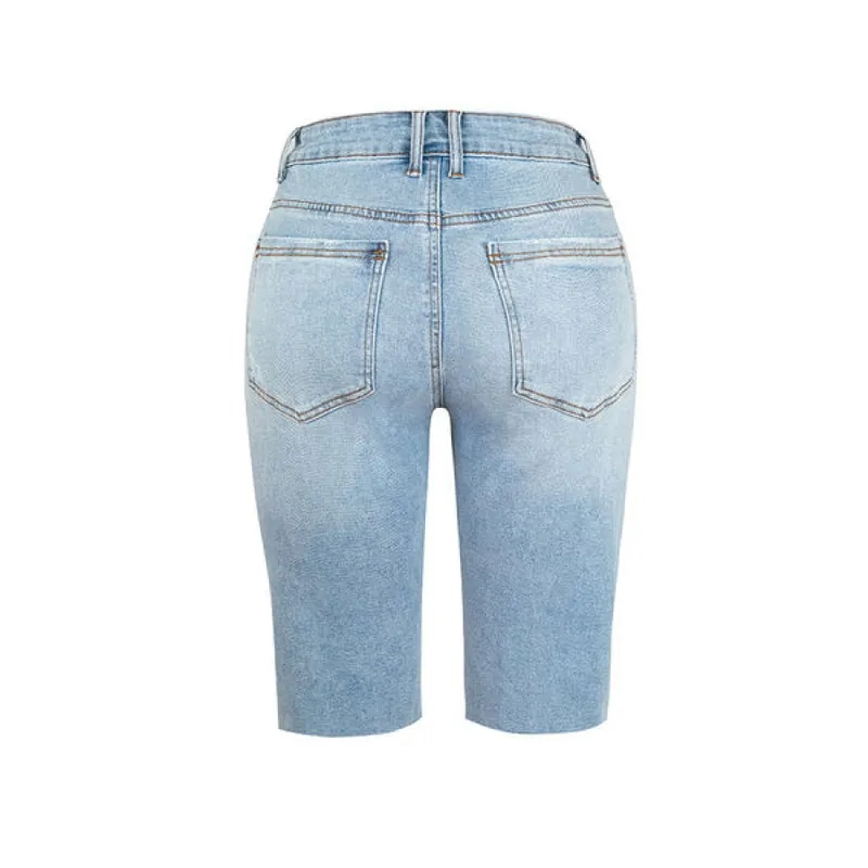 Distressed Pocketed Denim Shorts