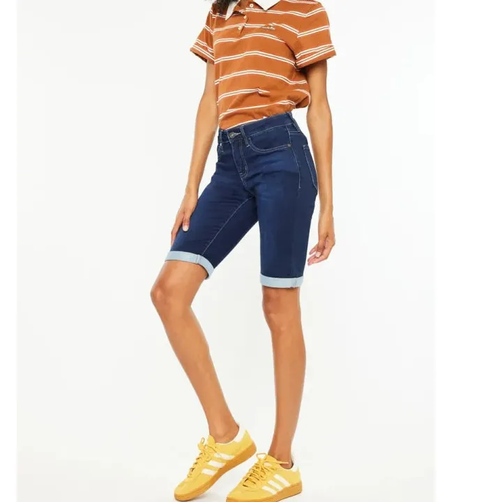 Mid Rise Bermuda Denim Shorts