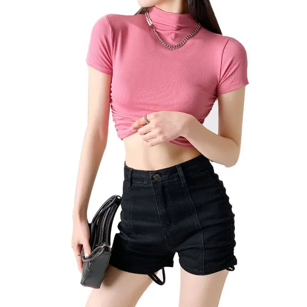 Half Mock Neck Cropped Tee