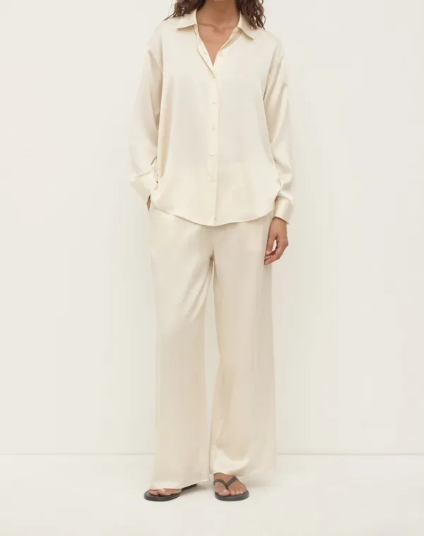 Cream Relaxed Silk Shirt