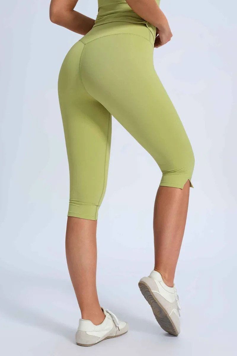 High-Waist Side-Slit Sculpting Capri Leggings