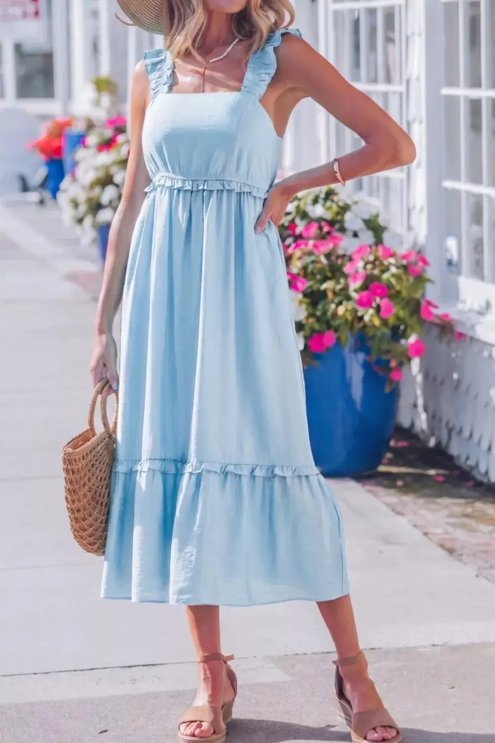 Ruffle Sleeveless Casual Dress