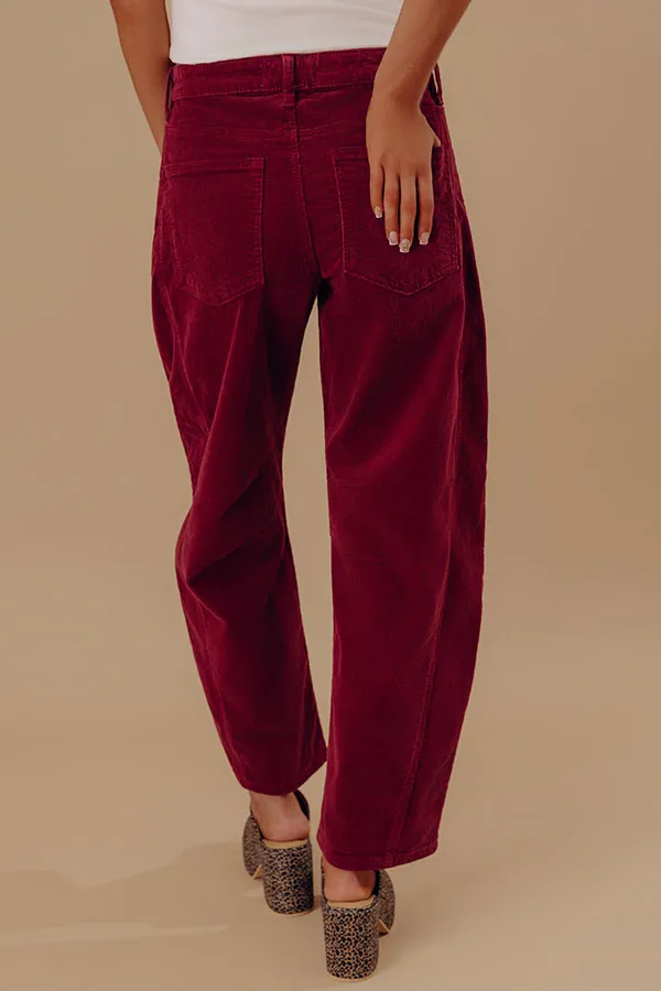 High Waist Relaxed Barrel Leg Baggy Corduroy Pants