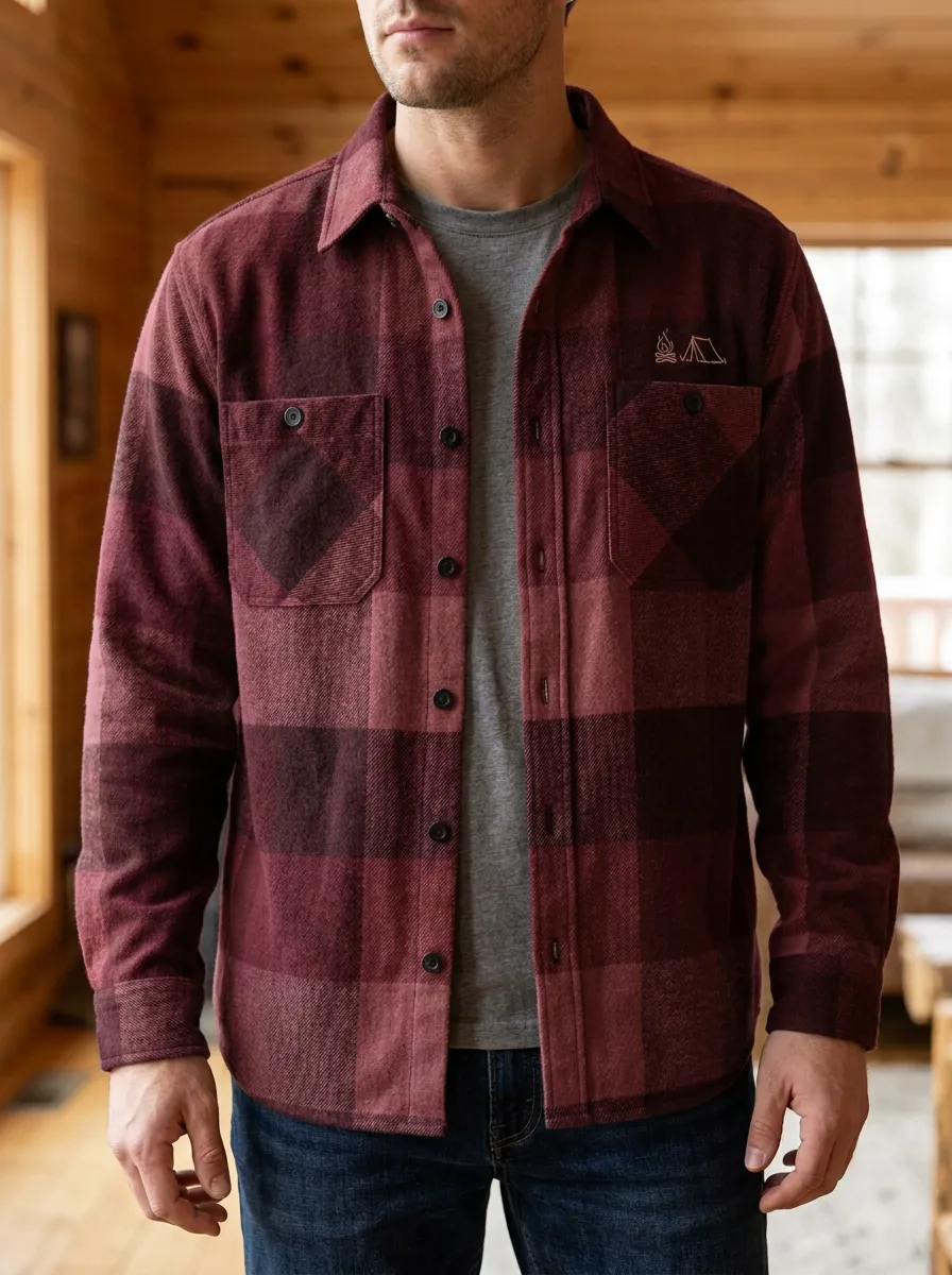 Campfire Tent Plaid Straight Hem Shirt