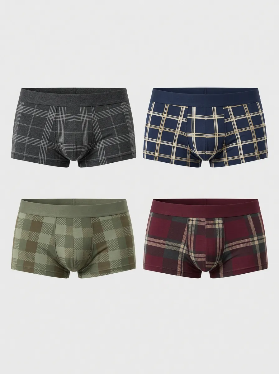 Men's Assorted Plaid Boxer Briefs 4-Pack