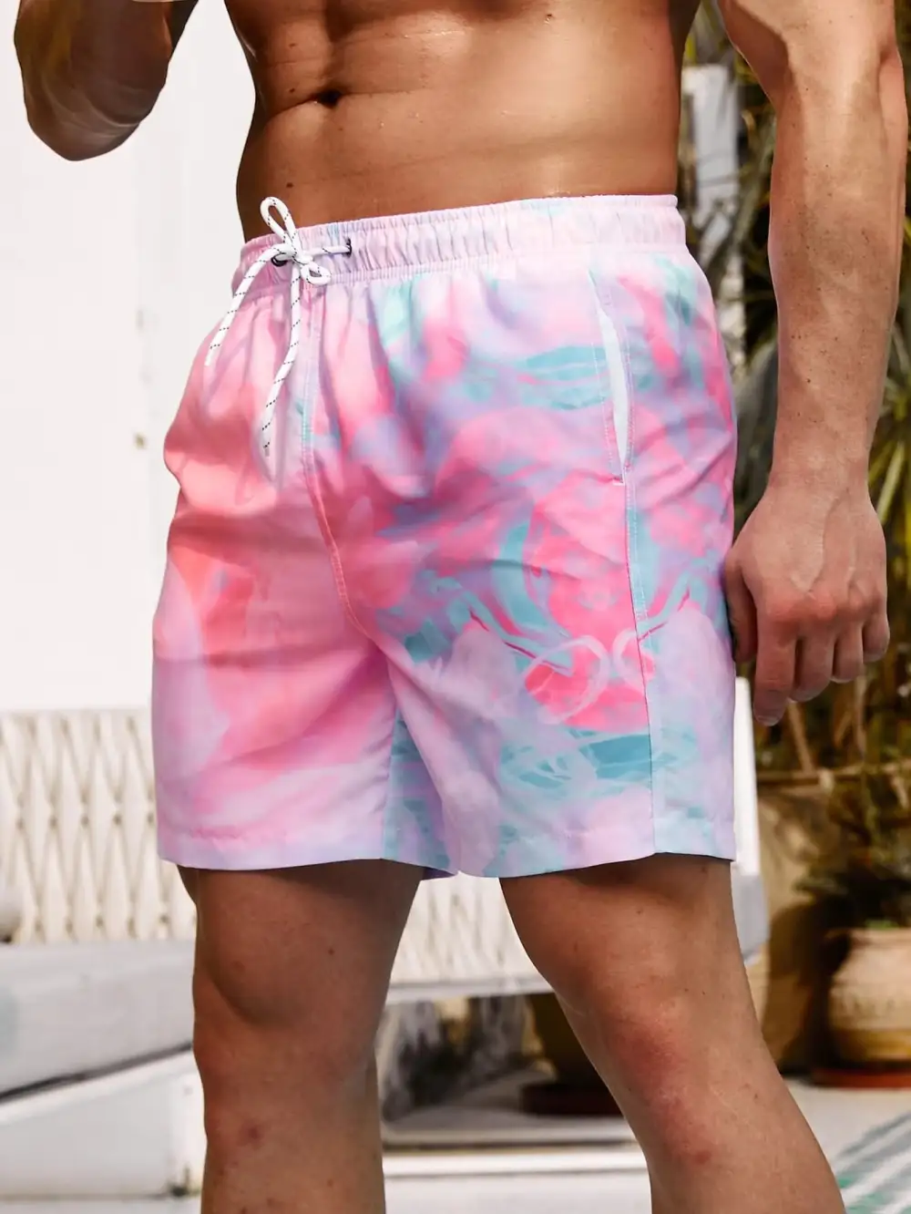 Men's Pocket Allover Print Swim Trunks