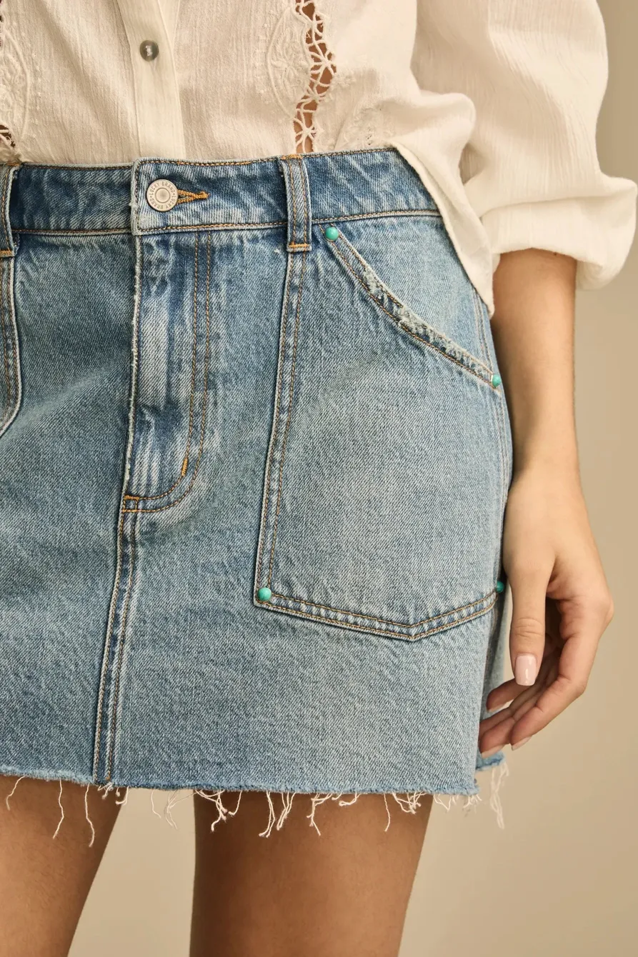 Denim Wester Midi Skirt