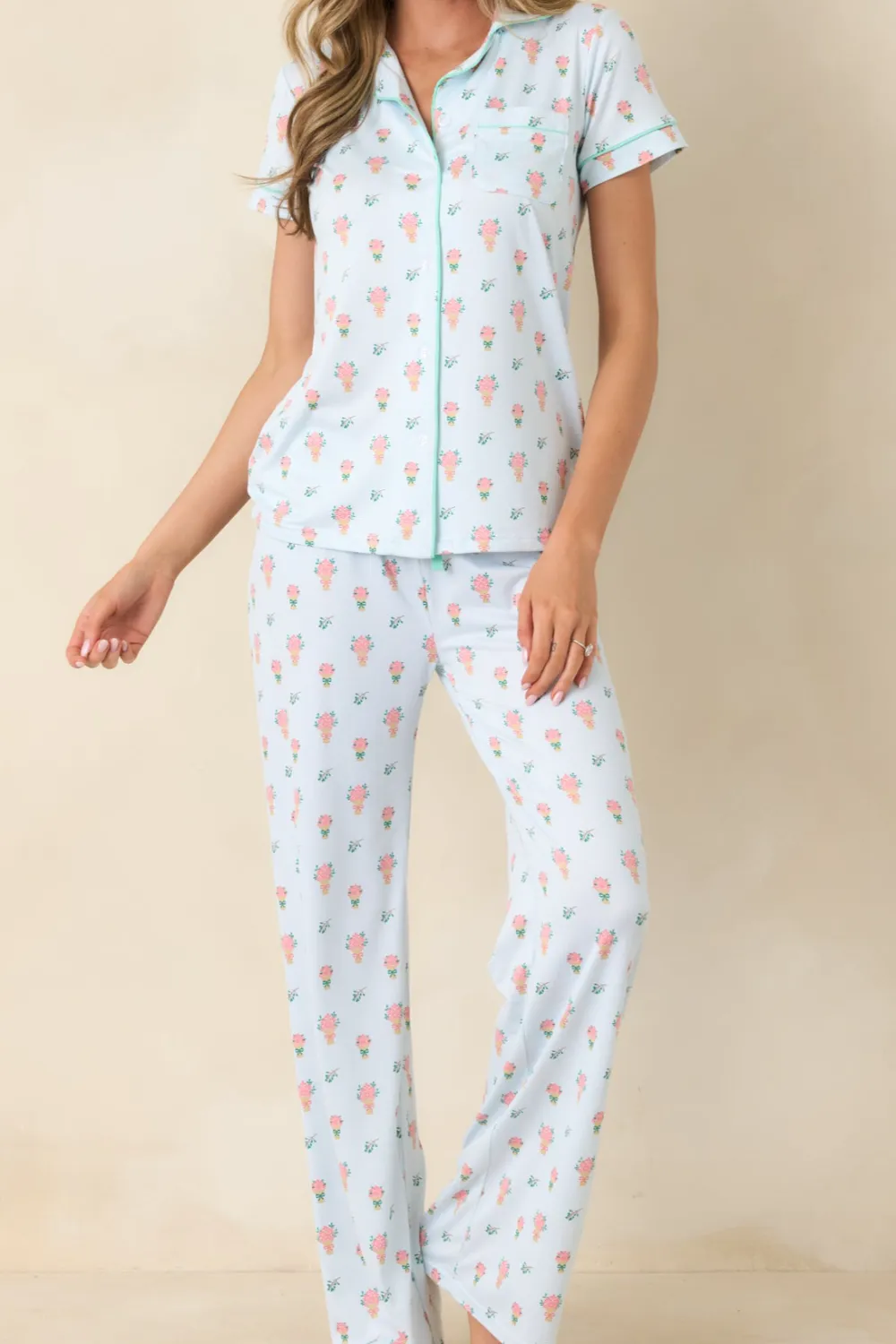 Mint Multicolor Floral Pajama Pants